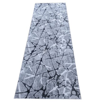 Traversa Antiderapanta Gri cu Negru, Abstract, Poliester, 100 x 200 cm