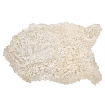 Covor decorativ tip blana de animal, Alb, 92 x 57 cm