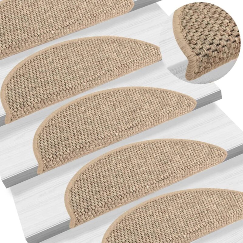Set covorase scari autoadezive aspect sisal vidaXL, 15 buc. bej 56x17x3cm, 2.55 kg