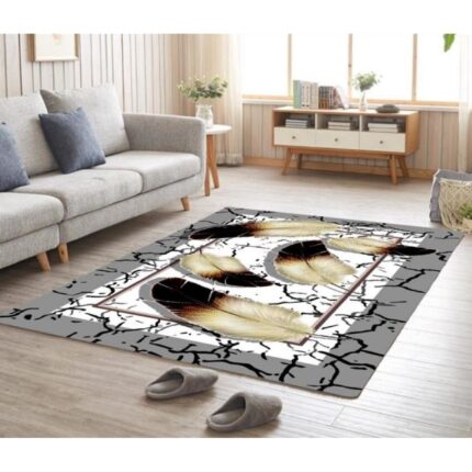 Covor pentru living / camera, model pene, antiderapant, 120x180cm
