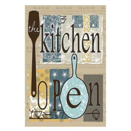 Covor Bucatarie cu print digital 3D, 80X150cm, poliester, antiderapant, model Kitchen Open