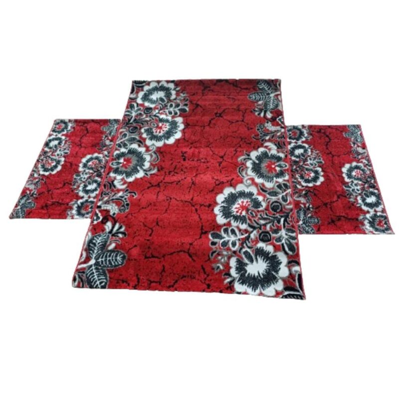 Set covor rosu 3 piese 200 x 140 cm si 60 x 100 cm cele doua mici
