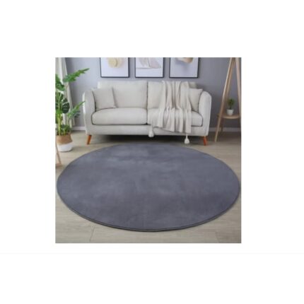 Covor decorativ, E EFRALL, material sintetic, model rotund, 30cm, gri