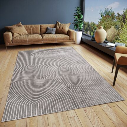Covor Faron cu fire scurte, design scandinav gri, 120x160 cm
