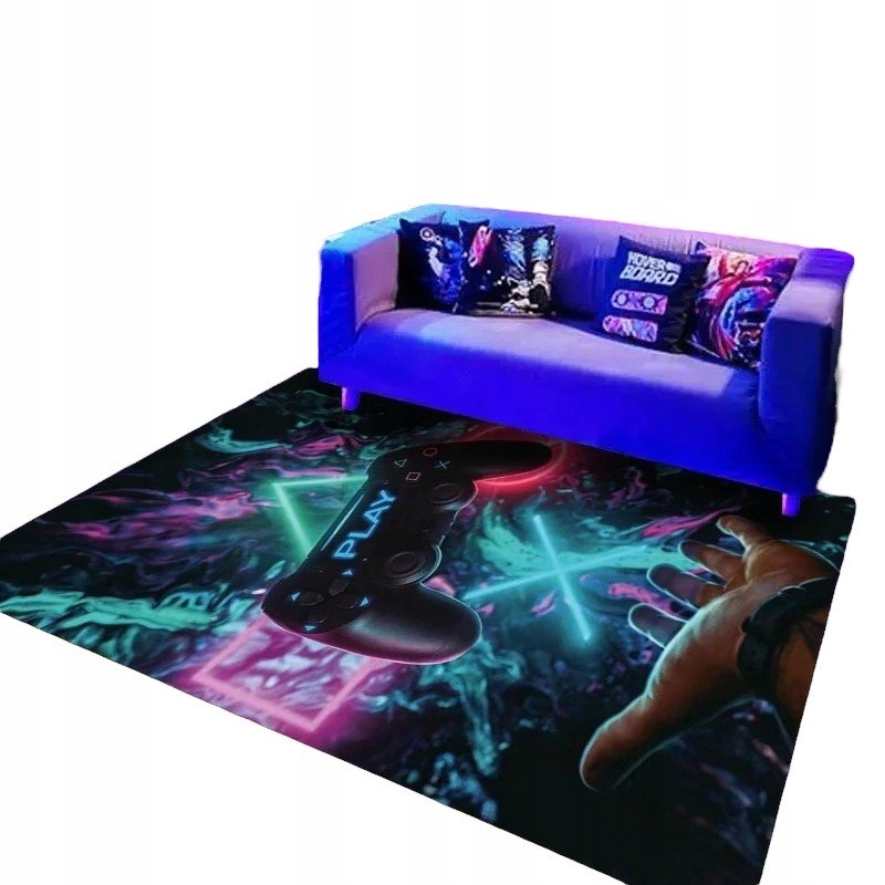 Covor 3D modern, pentru un fan al. Jocurilor, Roneberg, Play, 100x150 cm, Multicolor