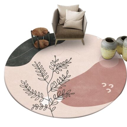 Covor rotund pentru dormitor, Nylon, 60x60cm, Roz