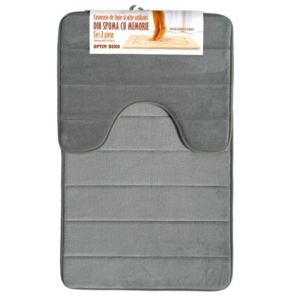 Set 2 covorase baie, spuma cu memorie, 80x50 & 50x40cm, gri ®OPTIMDEKO