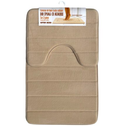 Set 2 covorase baie, spuma cu memorie, 80x50 & 50x40cm, crem ®OPTIMDEKO