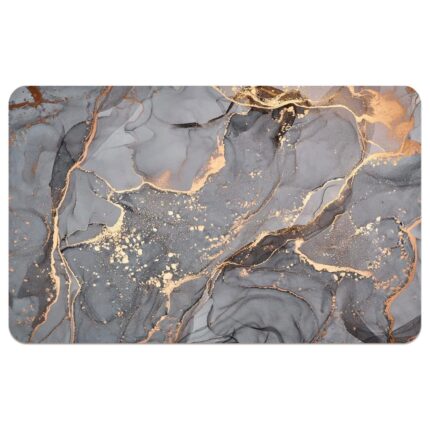 Covor baie universal, spuma de silicon si diatom, absorbant, antiderapant, 40x60 cm, gri cu auriu