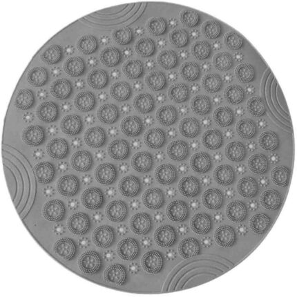 Covor de dus, Quasar & Co.®, rotund, antiderapant, cu ventuze fixare, d 55 cm, PVC, gri