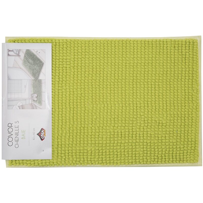 Covor baie Casa Plastor Chenille, S, 40x60x1.2 cm, verde