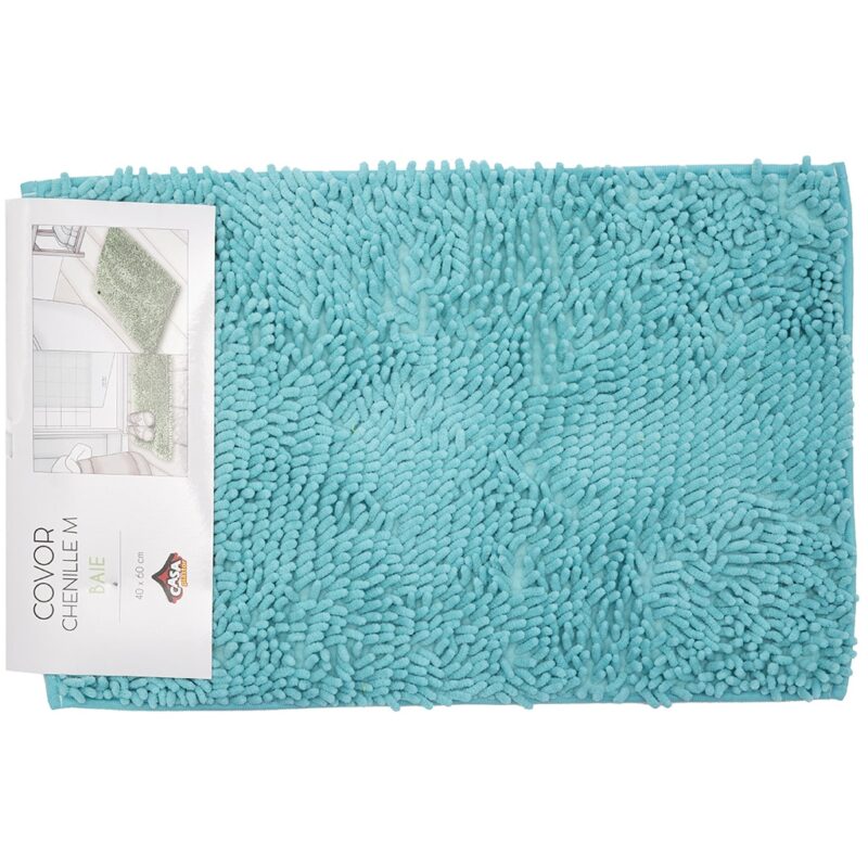 Covor baie Casa Plastor Chenille, M, 40x60x2 cm, bleu