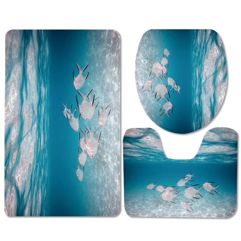 Set de toaleta din trei piese, PVC, Albastru