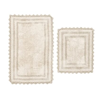 Set 2 Covor baie, Karaca Home, Frame, Absorbant, 80x50 cm, Bej