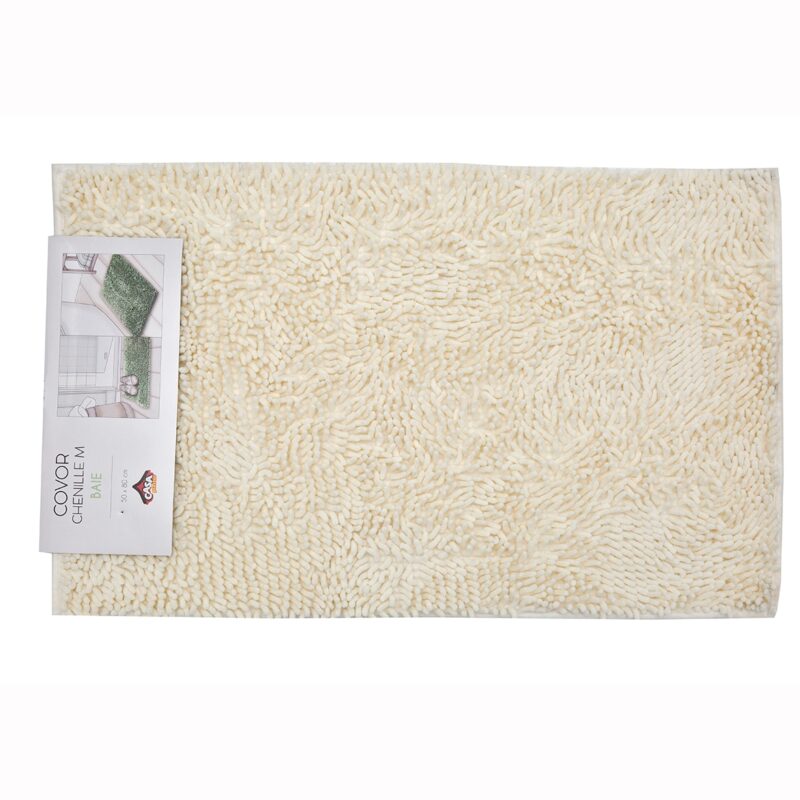 Covor baie Casa Plastor Chenille, M, 50x80x2 cm, crem