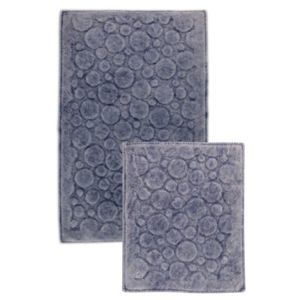 Set 2 covorase de baie Eskitme, Oyo Home, 60x100/50x60cm, antiderapant, albastru