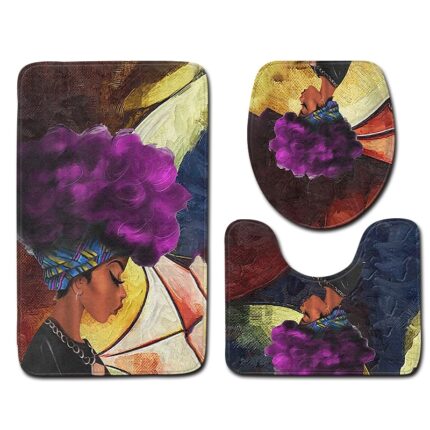 Set 3 Covorase Baie Antiderapante, Poliester, 75 x 45 cm, Multicolor