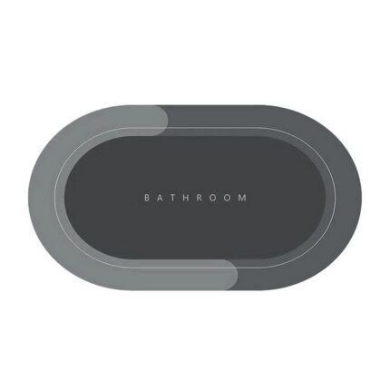 Covoras de Baie Antiderapant, uscare rapida, TopBazar, Oval, 55 x 40 cm, Gri inchis