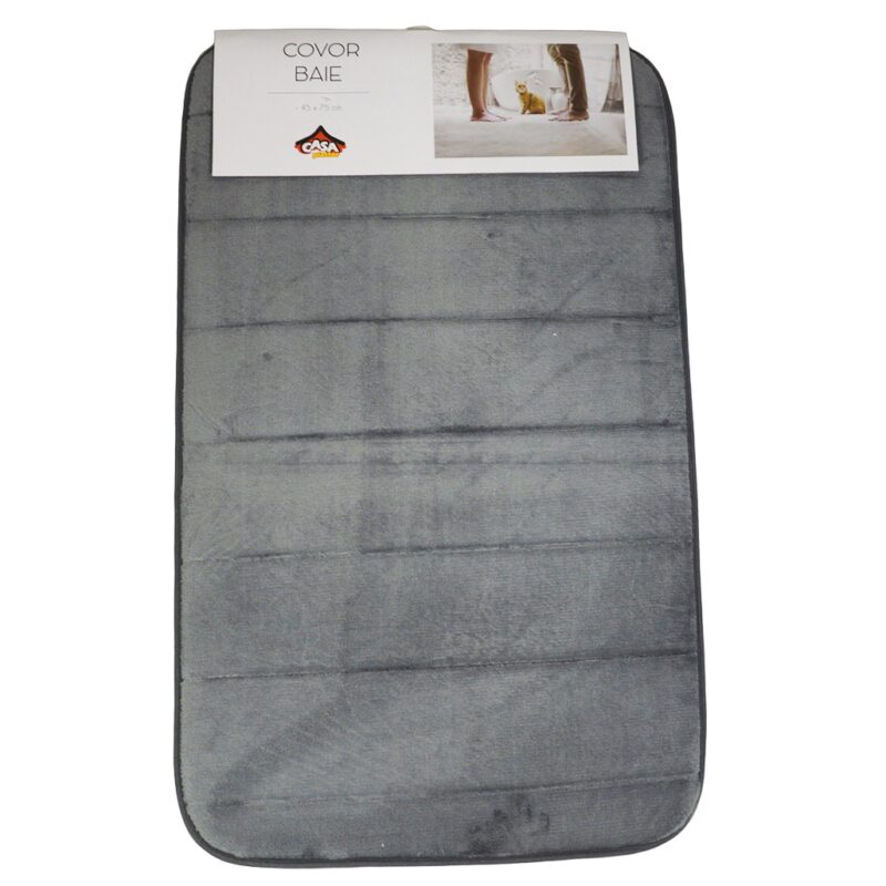 Covor baie Casa Plastor Lines, 45x75x1.3 cm, gri