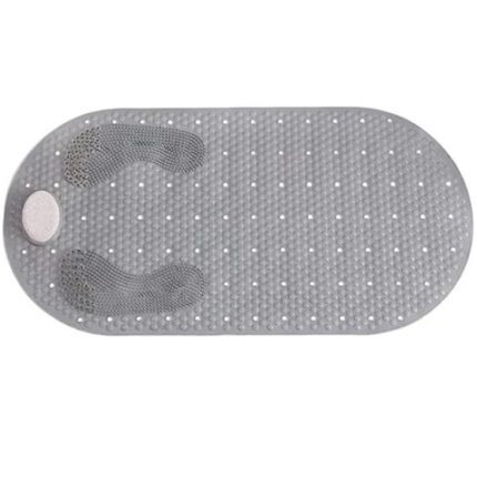 Covor antiderapant baie, cu ventuza, orificiu de scurgere, perii masaj, piatra ponce detasabila, pentru cada/dus, 40 x 80 cm, gri