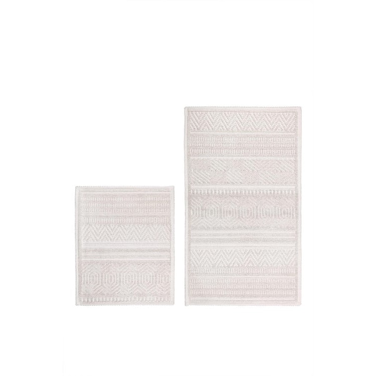 Set de 2 Covoras de baie, BlueNity, Bumbac Natural, 50x60, 60x100 cm, Ecru