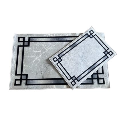 Set covoare baie antiderapante, 2 piese, 60x100cm, 40x60 cm, Auriu/negru