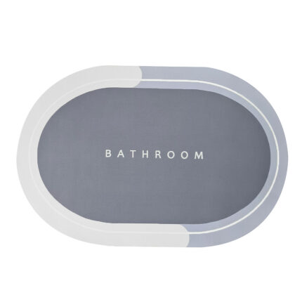 Covor de Baie Antiderapant, Model „ Bathroom ”, Oval, 57.5 x 40 cm, Gri