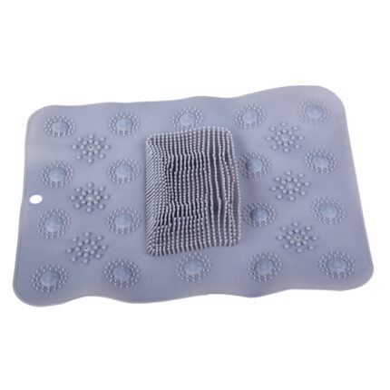 Covor Antiderapant SIKS pentru Baie, Gri, Silicon Moale, Ideal pentru Masaj, 42 x 32 cm
