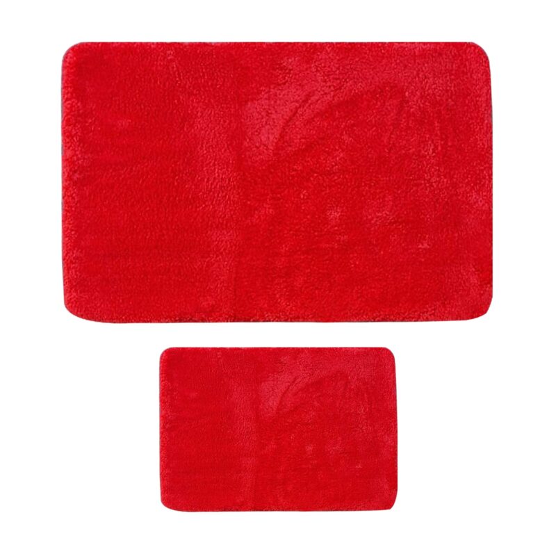 Covor baie microfibra Rosu 2 piese 90cm*60 si 45*60