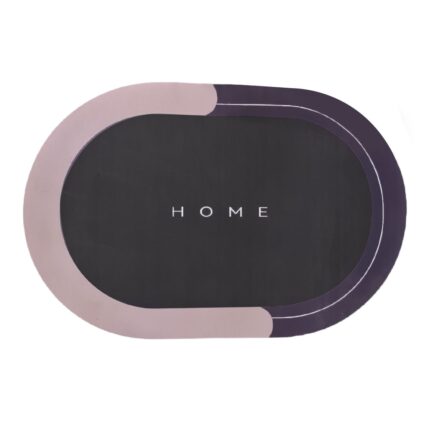 Covoras de Baie Antiderapant SIKS, Model „Home”, Oval, 57.5 x 40 cm, Negru / Roz