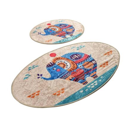 Set 2 covorase de baie Chilai Home 359CHL2395, Tesatura catifea, Multicolor