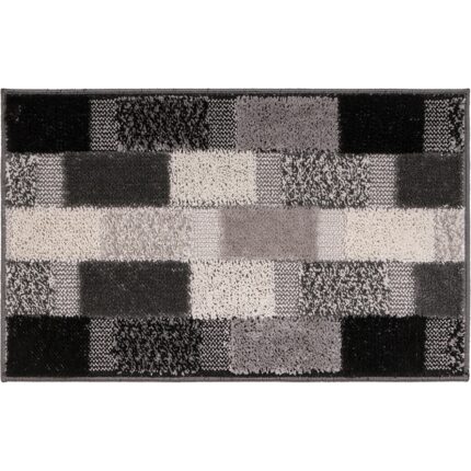 Covoras baie antiderapant Bagno, model forme geometrice, gri, 50x80 cm