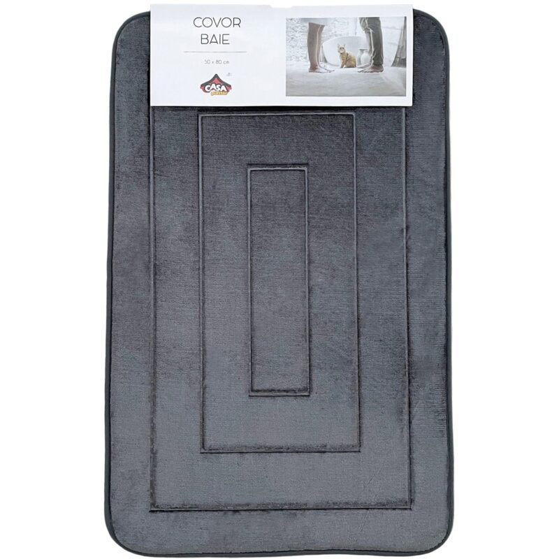 Covor baie Casa Plastor Rectangle, 50x80x1.3 cm, gri