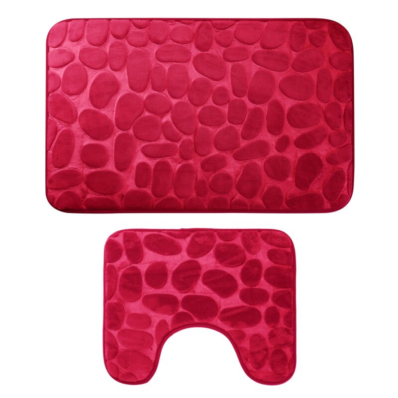 Set covorase de baie, Gerdani BG, spuma cu memorie, 50x80 cm, Rosu