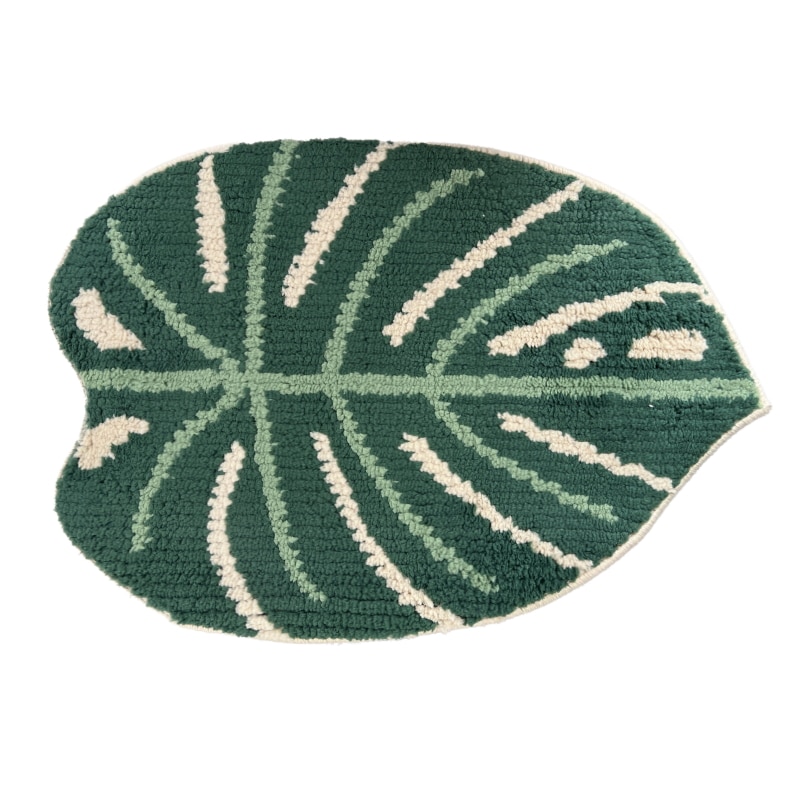 Covor baie cu frunza, Verde, 38x58cm