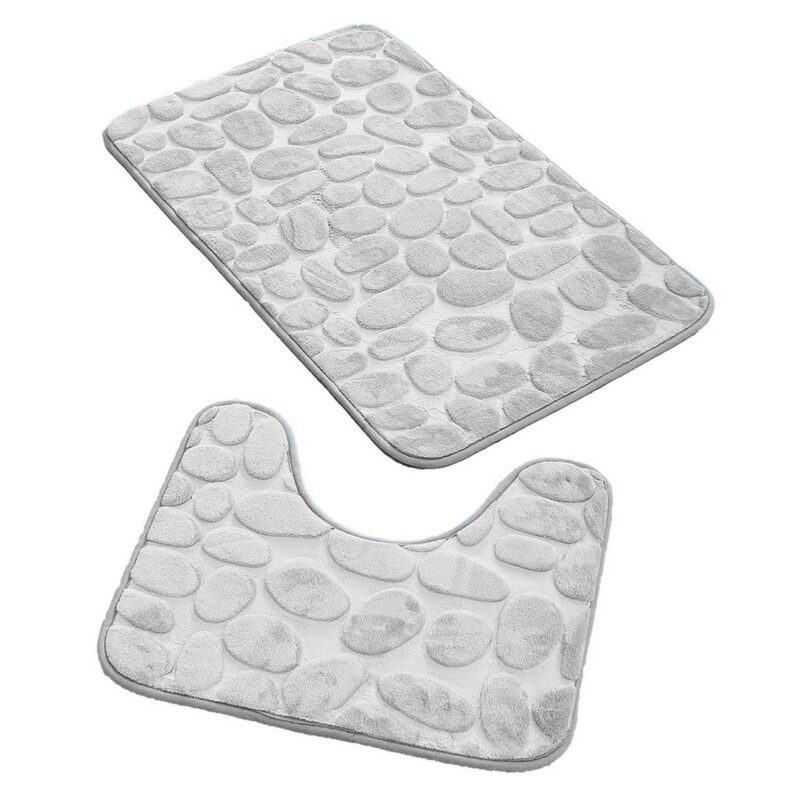 Set doua covorase baie din fibra de poliester gri 80x50 cm