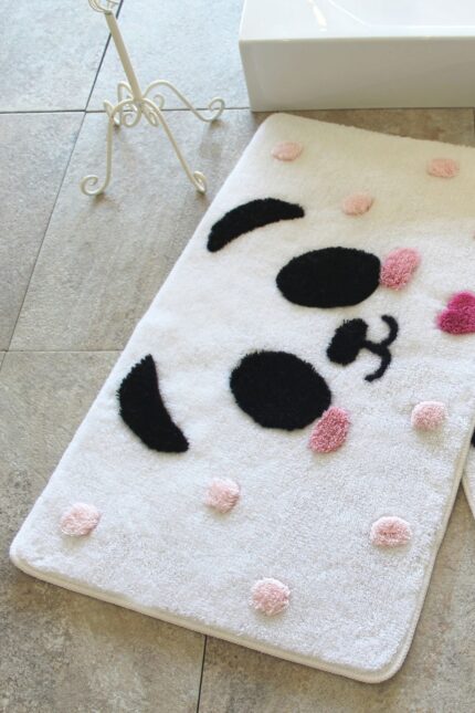 Chilai Home by Alessia, Set de covorase de baie - 3 piese, 100% acrilic, 40X60-50X60-60X100, Alb/Negru/Roz