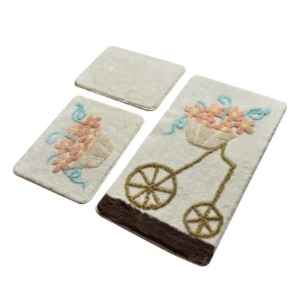 Set 3 covorase baie acril, 60x100cm, 50x60 cm, 40x60cm, Chilai Home by Alessia, Alaçatı Somon