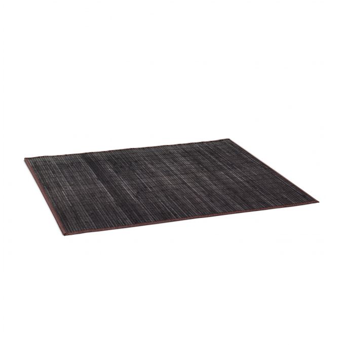 Covor baie Relaxdays, din bambus, negru, 100x80 cm