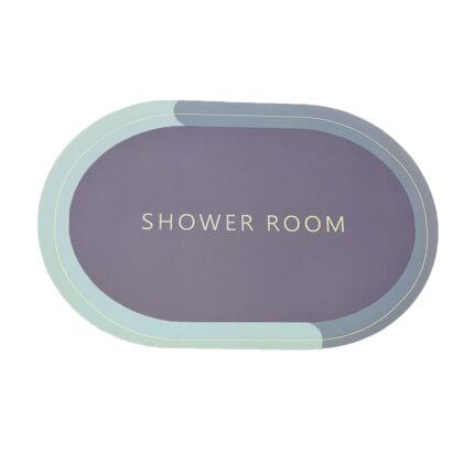 Covor De Baie EDAR, Cu Mesaj "Shower Room", Absorbant, Antiderapant, Material Moale, Curatoare Usoara, 57 x 38 cm, Mov