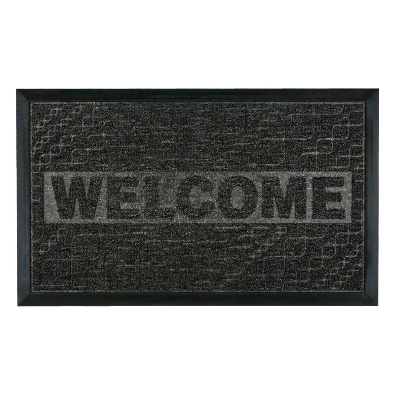 Covoras pentru usa, pres exterior si interior din cauciuc, material rezistent negru, mesaj de intare,75-45 cm, casa