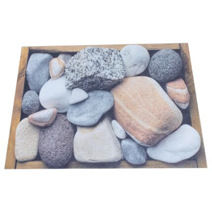 Covoras intrare 17, antislip, 40x60cm, poliester, suport cauciuc, tip printed, grosime 3 mm, gramaj 200g, model pietre