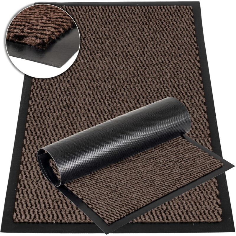 Covoras intrare absorbant antimurdarie Deco4Home Milan, antiderapant, 40x60 cm, Maro