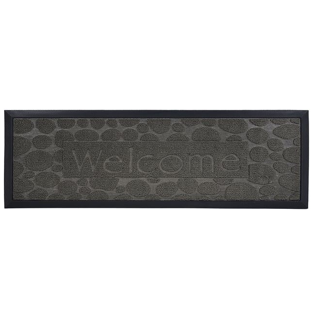 Covor intrare sau pentru trepte VENITIVO®, antiderapant, dreptunghiular, cu mesaj "Welcome", Lungime x Latime x grosime 75 x 25 x 0.6 cm, gri negru