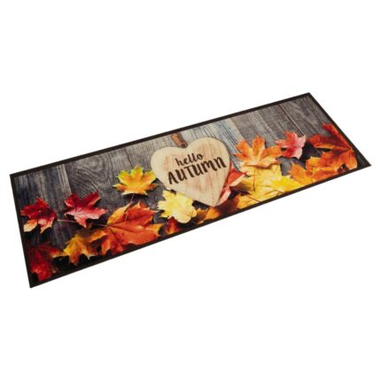 Covor de bucatarie lavabil vidaXL, model toamna, 45x150 cm, catifea, 1.13 Kg
