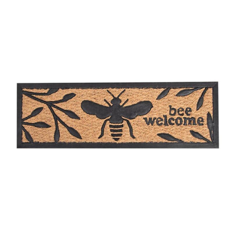 Covoras intrare Bee Welcome, Esschert Design, Cauciuc/Fibre de cocos, 75x25 cm