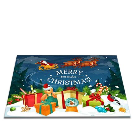 Covoras decorativ de Craciun, Sunmostar, Poliester, Antiderapant, Multicolor