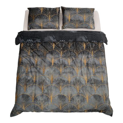 Set de pat Axi Heinner Home, catifea printata, husa de pilota 200x220 cm si 2 fete de perna 50x70 cm, 100% poliester, 3 piese