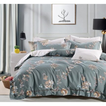 Lenjerie de pat, 2 persoane, material bumbac satinat 100 %, multicolor, 4 piese