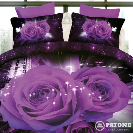 Lenjerie de pat dublu, 3D DIGITAL PRINT PUCIOASA, 4 piese, 2 persoane, DP14